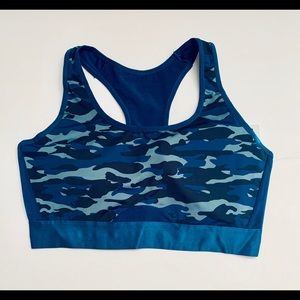 NWT Layer 8 Sports Bra L Camo Blue